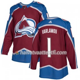 Miesten NHL Colorado Avalanche Pelipaita Semyon Varlamov 1 Adidas 2017-2018 Burgundy Punainen Authentic